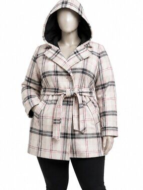 Urban Diva Hooded Plaid Trench Coat – Size 20